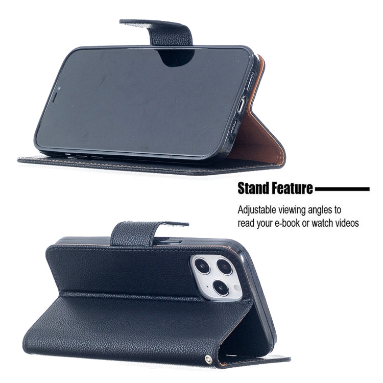 For iPhone 12 Pro Max Litchi Texture Pure Color Horizontal Flip Leather Case with Holder & Card Slots & Wallet & Lanyard