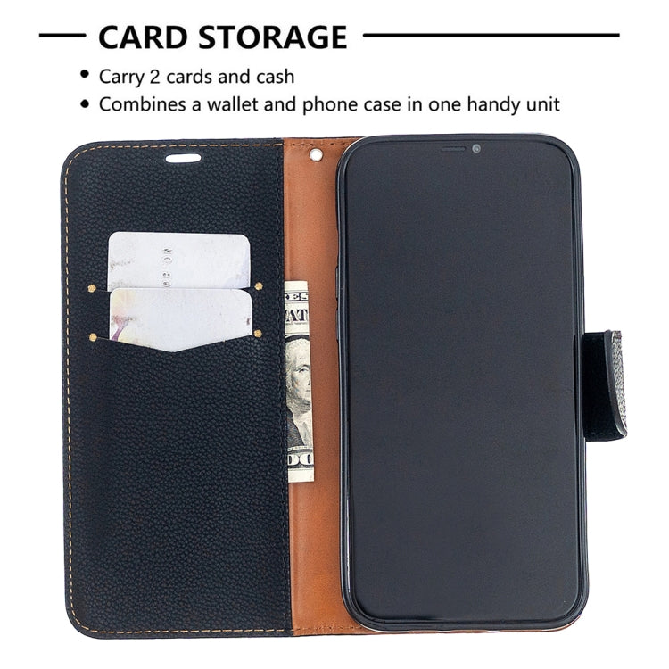 For iPhone 12 Pro Max Litchi Texture Pure Color Horizontal Flip Leather Case with Holder & Card Slots & Wallet & Lanyard