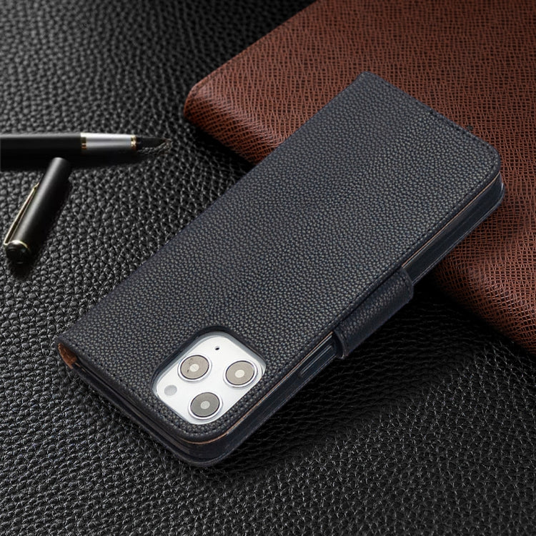 For iPhone 12 Pro Max Litchi Texture Pure Color Horizontal Flip Leather Case with Holder & Card Slots & Wallet & Lanyard