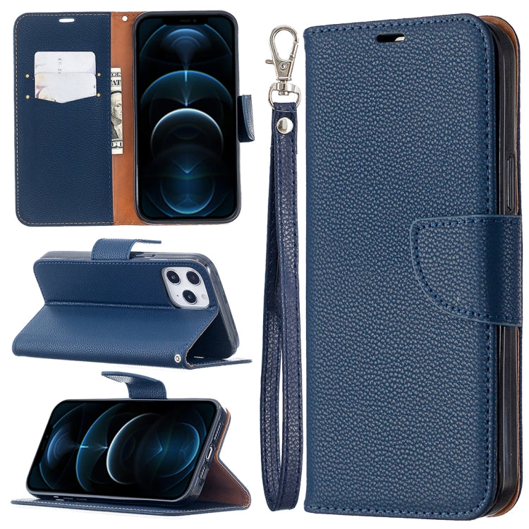 For iPhone 12 Pro Max Litchi Texture Pure Color Horizontal Flip Leather Case with Holder & Card Slots & Wallet & Lanyard