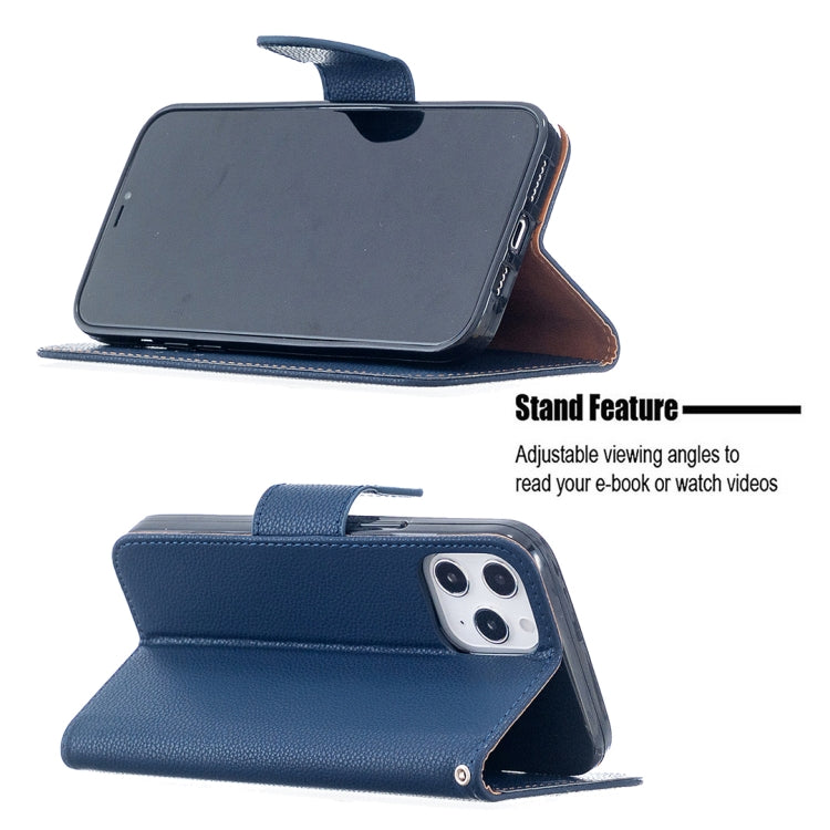 For iPhone 12 Pro Max Litchi Texture Pure Color Horizontal Flip Leather Case with Holder & Card Slots & Wallet & Lanyard