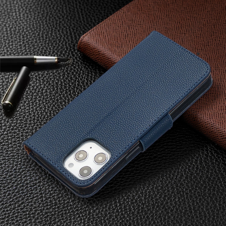 For iPhone 12 Pro Max Litchi Texture Pure Color Horizontal Flip Leather Case with Holder & Card Slots & Wallet & Lanyard
