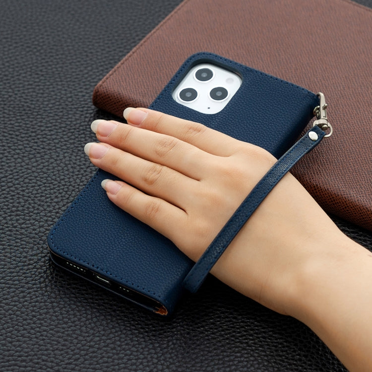 For iPhone 12 Pro Max Litchi Texture Pure Color Horizontal Flip Leather Case with Holder & Card Slots & Wallet & Lanyard