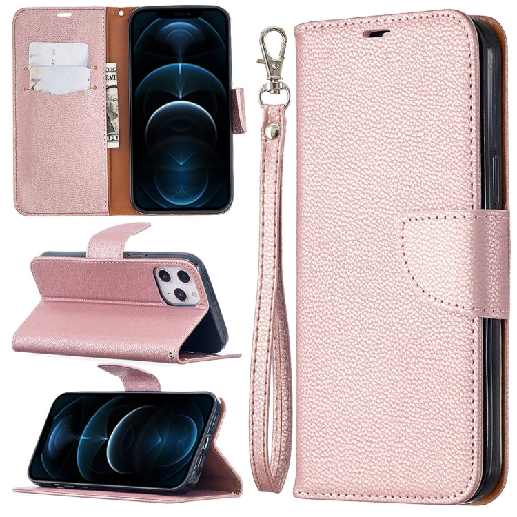 For iPhone 12 Pro Max Litchi Texture Pure Color Horizontal Flip Leather Case with Holder & Card Slots & Wallet & Lanyard