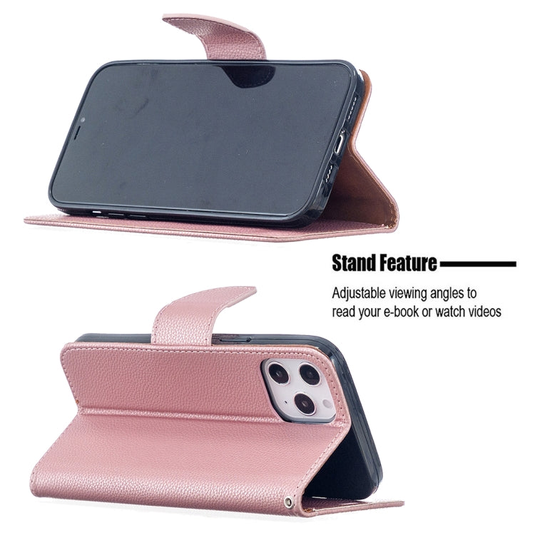 For iPhone 12 Pro Max Litchi Texture Pure Color Horizontal Flip Leather Case with Holder & Card Slots & Wallet & Lanyard