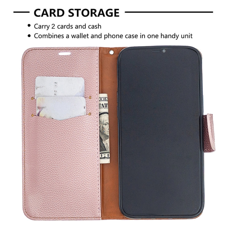 For iPhone 12 Pro Max Litchi Texture Pure Color Horizontal Flip Leather Case with Holder & Card Slots & Wallet & Lanyard