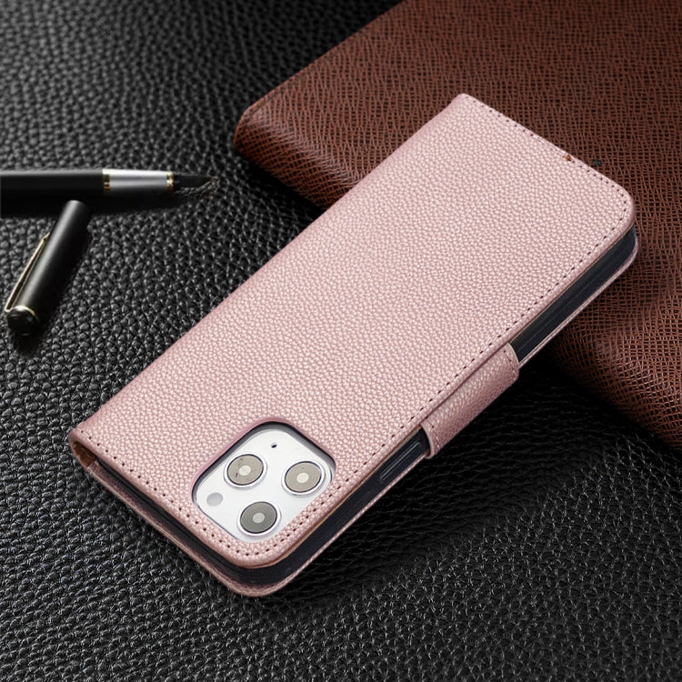 For iPhone 12 Pro Max Litchi Texture Pure Color Horizontal Flip Leather Case with Holder & Card Slots & Wallet & Lanyard