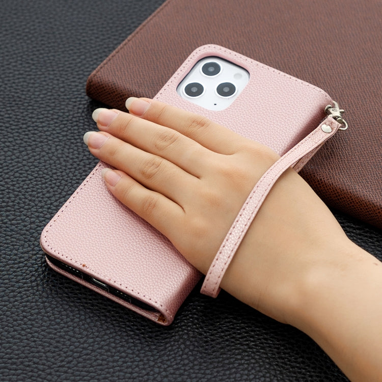 For iPhone 12 Pro Max Litchi Texture Pure Color Horizontal Flip Leather Case with Holder & Card Slots & Wallet & Lanyard