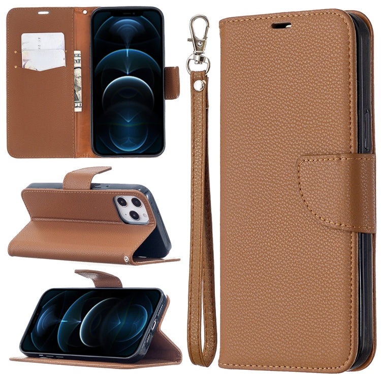 For iPhone 12 Pro Max Litchi Texture Pure Color Horizontal Flip Leather Case with Holder & Card Slots & Wallet & Lanyard