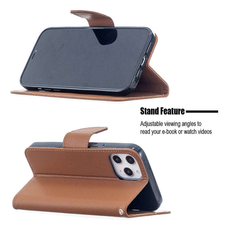 For iPhone 12 Pro Max Litchi Texture Pure Color Horizontal Flip Leather Case with Holder & Card Slots & Wallet & Lanyard