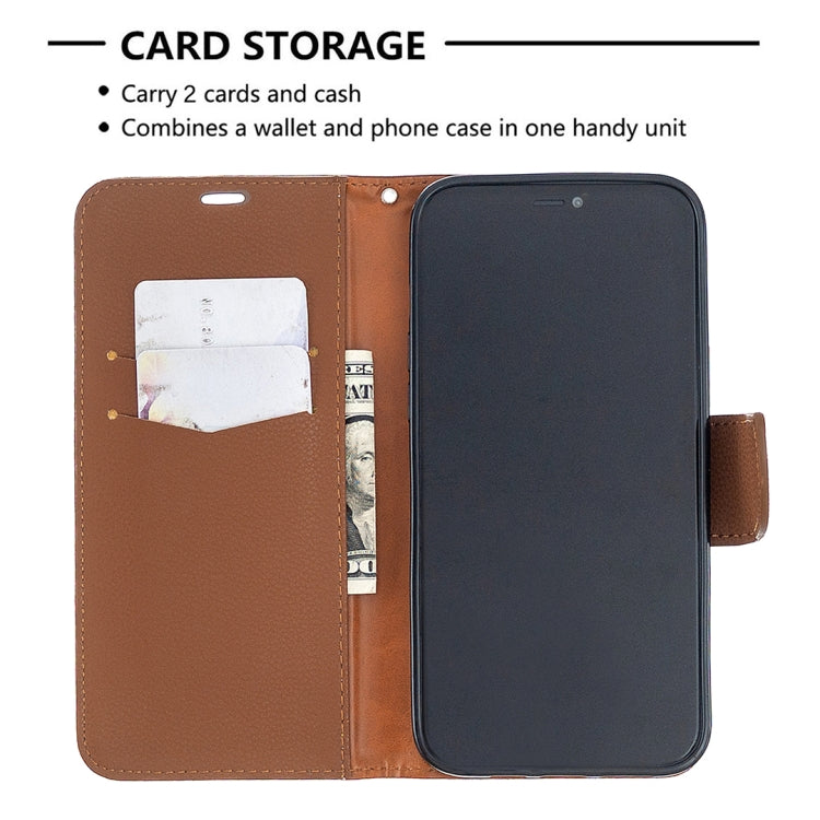For iPhone 12 Pro Max Litchi Texture Pure Color Horizontal Flip Leather Case with Holder & Card Slots & Wallet & Lanyard