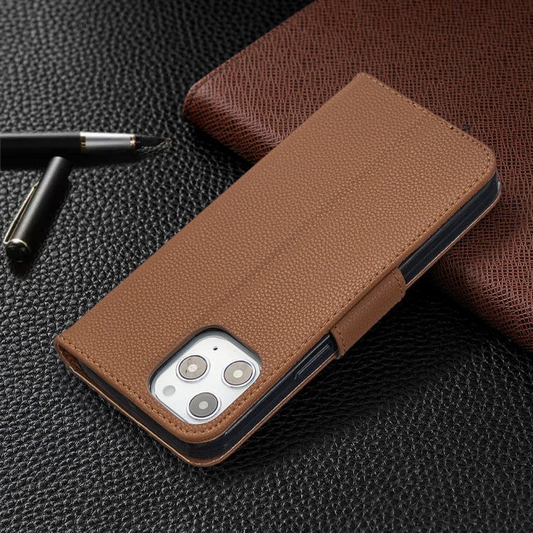 For iPhone 12 Pro Max Litchi Texture Pure Color Horizontal Flip Leather Case with Holder & Card Slots & Wallet & Lanyard