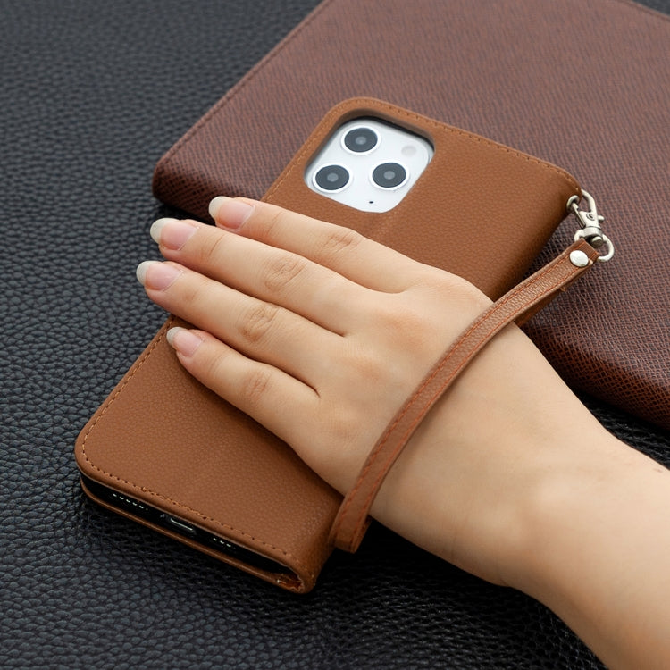 For iPhone 12 Pro Max Litchi Texture Pure Color Horizontal Flip Leather Case with Holder & Card Slots & Wallet & Lanyard