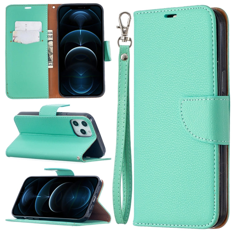 For iPhone 12 Pro Max Litchi Texture Pure Color Horizontal Flip Leather Case with Holder & Card Slots & Wallet & Lanyard