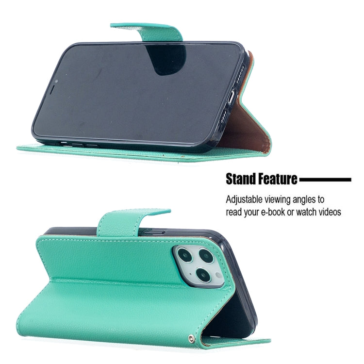 For iPhone 12 Pro Max Litchi Texture Pure Color Horizontal Flip Leather Case with Holder & Card Slots & Wallet & Lanyard