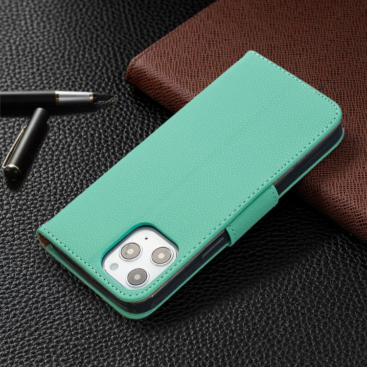 For iPhone 12 Pro Max Litchi Texture Pure Color Horizontal Flip Leather Case with Holder & Card Slots & Wallet & Lanyard