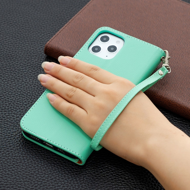 For iPhone 12 Pro Max Litchi Texture Pure Color Horizontal Flip Leather Case with Holder & Card Slots & Wallet & Lanyard