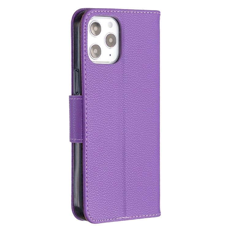 For iPhone 12 Pro Max Litchi Texture Pure Color Horizontal Flip Leather Case with Holder & Card Slots & Wallet & Lanyard