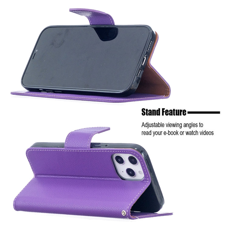 For iPhone 12 Pro Max Litchi Texture Pure Color Horizontal Flip Leather Case with Holder & Card Slots & Wallet & Lanyard