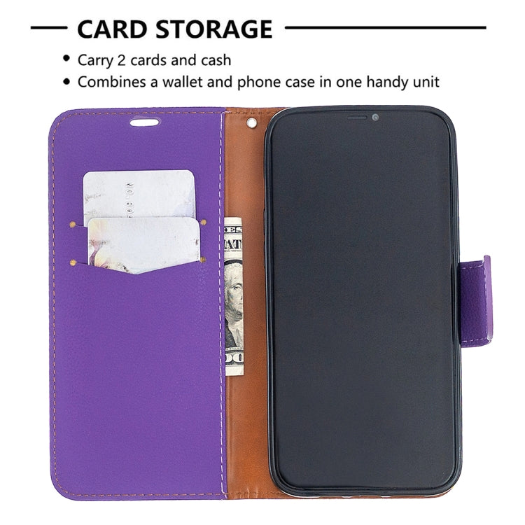 For iPhone 12 Pro Max Litchi Texture Pure Color Horizontal Flip Leather Case with Holder & Card Slots & Wallet & Lanyard
