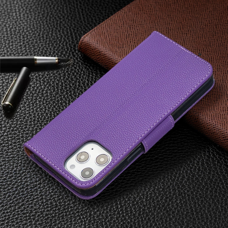 For iPhone 12 Pro Max Litchi Texture Pure Color Horizontal Flip Leather Case with Holder & Card Slots & Wallet & Lanyard