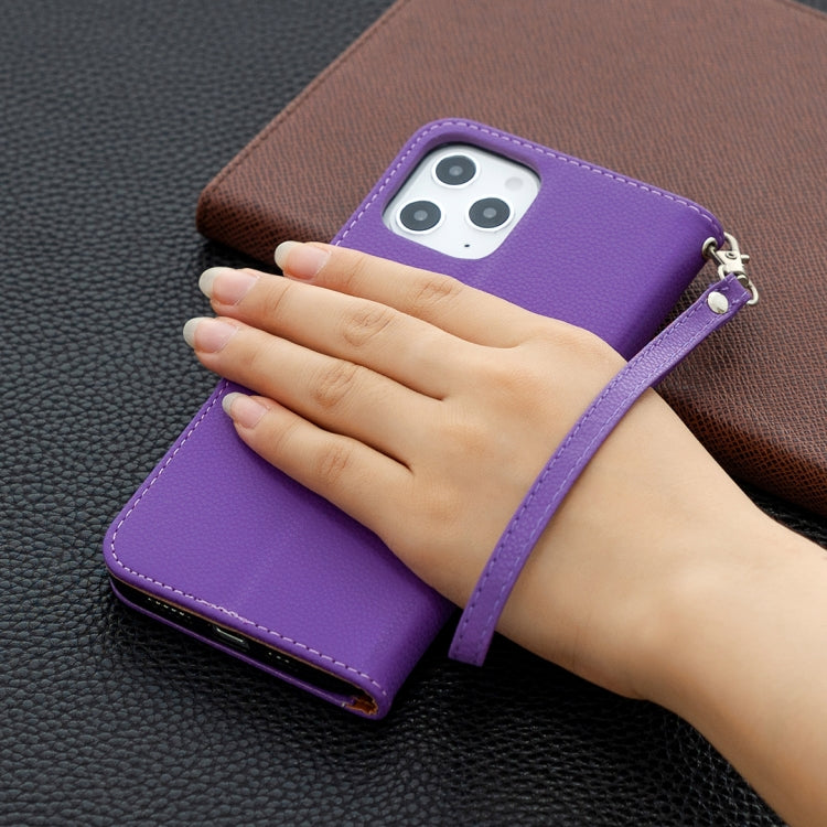 For iPhone 12 Pro Max Litchi Texture Pure Color Horizontal Flip Leather Case with Holder & Card Slots & Wallet & Lanyard