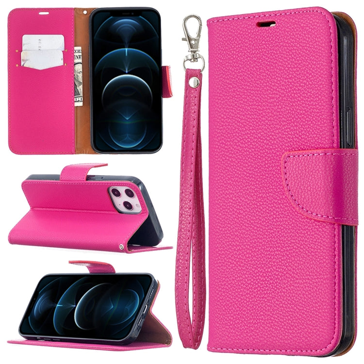 For iPhone 12 Pro Max Litchi Texture Pure Color Horizontal Flip Leather Case with Holder & Card Slots & Wallet & Lanyard
