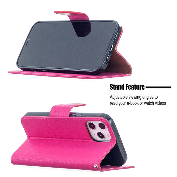 For iPhone 12 Pro Max Litchi Texture Pure Color Horizontal Flip Leather Case with Holder & Card Slots & Wallet & Lanyard