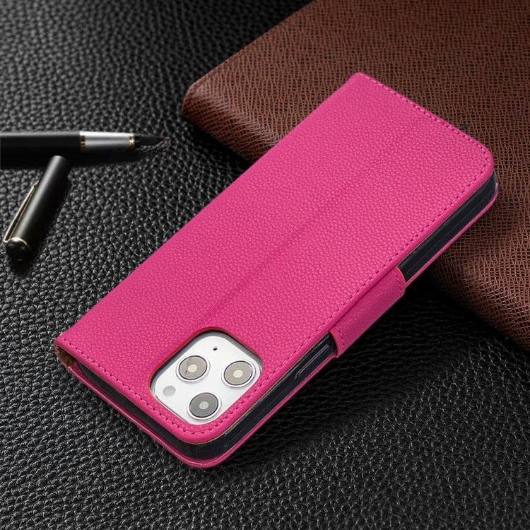 For iPhone 12 Pro Max Litchi Texture Pure Color Horizontal Flip Leather Case with Holder & Card Slots & Wallet & Lanyard
