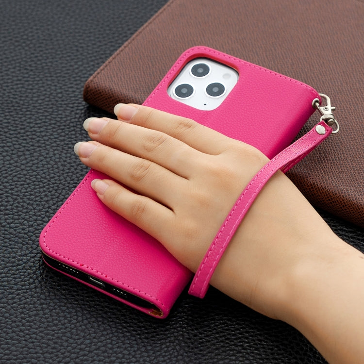 For iPhone 12 Pro Max Litchi Texture Pure Color Horizontal Flip Leather Case with Holder & Card Slots & Wallet & Lanyard