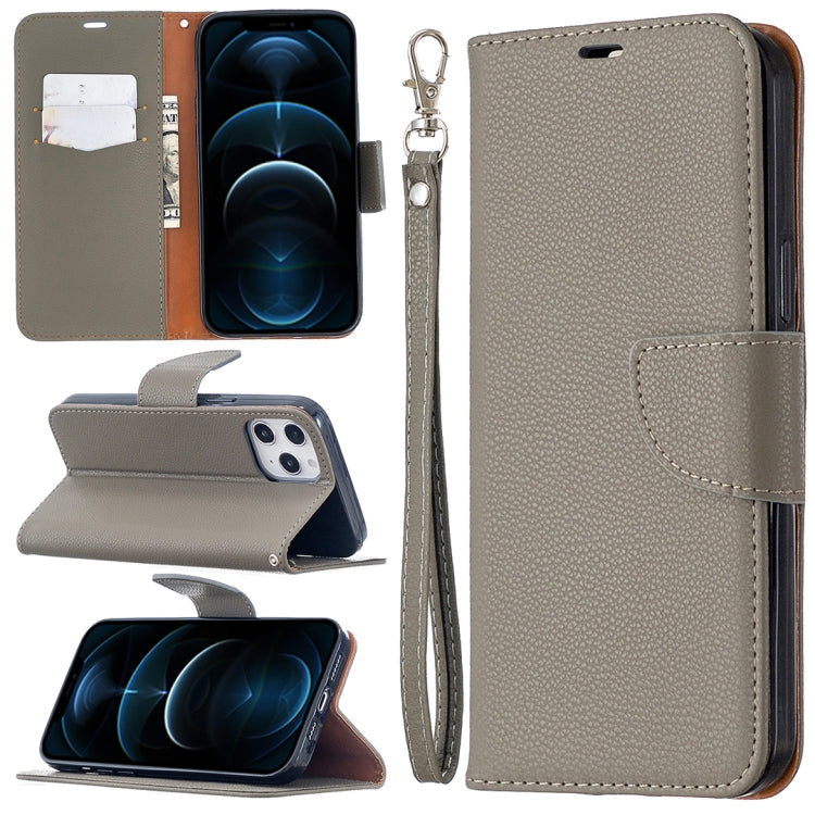 For iPhone 12 Pro Max Litchi Texture Pure Color Horizontal Flip Leather Case with Holder & Card Slots & Wallet & Lanyard