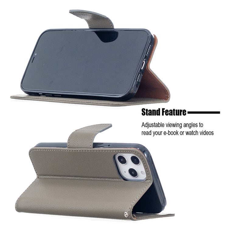 For iPhone 12 Pro Max Litchi Texture Pure Color Horizontal Flip Leather Case with Holder & Card Slots & Wallet & Lanyard