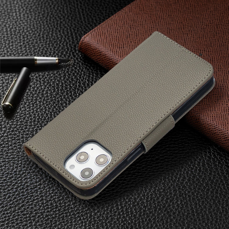 For iPhone 12 Pro Max Litchi Texture Pure Color Horizontal Flip Leather Case with Holder & Card Slots & Wallet & Lanyard