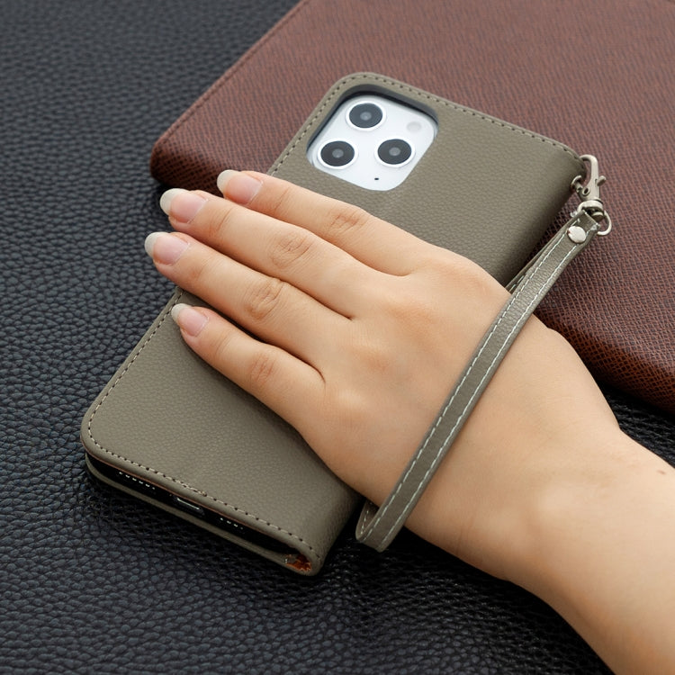 For iPhone 12 Pro Max Litchi Texture Pure Color Horizontal Flip Leather Case with Holder & Card Slots & Wallet & Lanyard