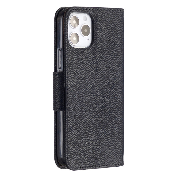 For iPhone 12 / 12 Pro Litchi Texture Pure Color Horizontal Flip Leather Case with Holder & Card Slots & Wallet & Lanyard