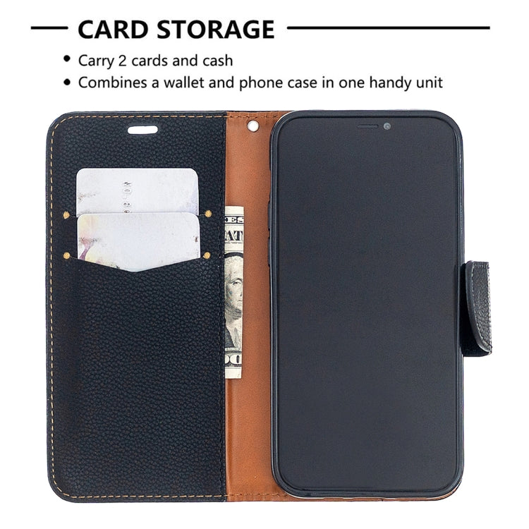 For iPhone 12 / 12 Pro Litchi Texture Pure Color Horizontal Flip Leather Case with Holder & Card Slots & Wallet & Lanyard
