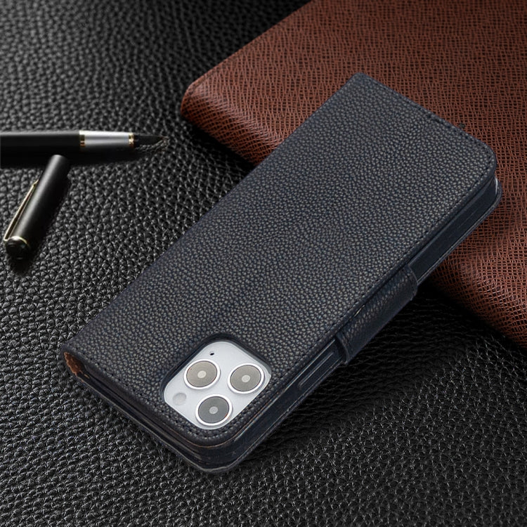 For iPhone 12 / 12 Pro Litchi Texture Pure Color Horizontal Flip Leather Case with Holder & Card Slots & Wallet & Lanyard