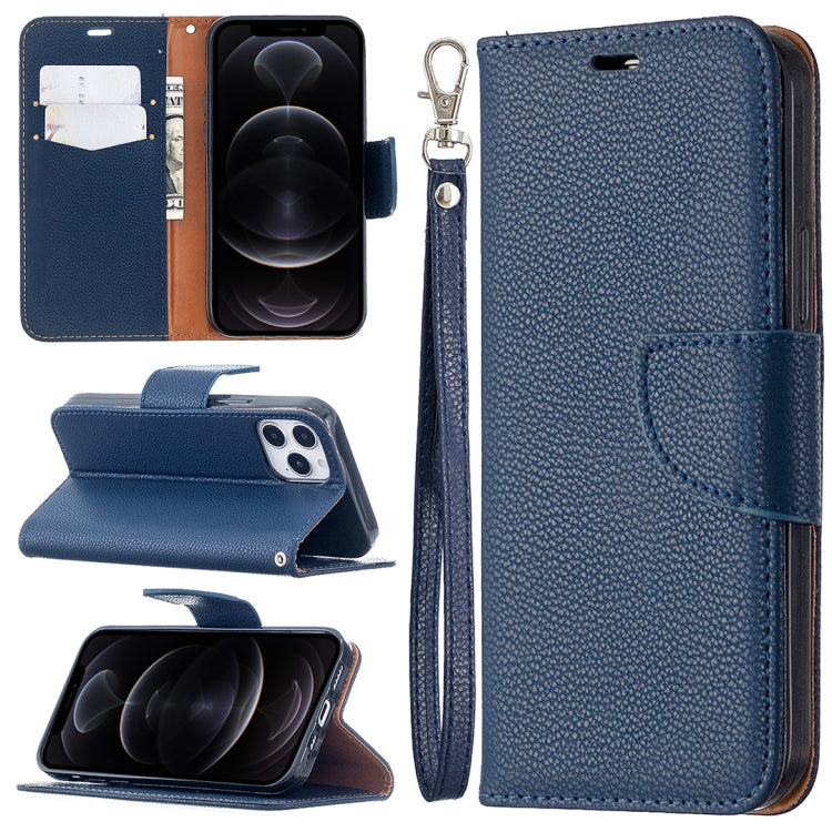 For iPhone 12 / 12 Pro Litchi Texture Pure Color Horizontal Flip Leather Case with Holder & Card Slots & Wallet & Lanyard