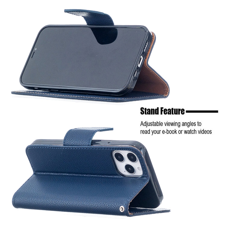 For iPhone 12 / 12 Pro Litchi Texture Pure Color Horizontal Flip Leather Case with Holder & Card Slots & Wallet & Lanyard