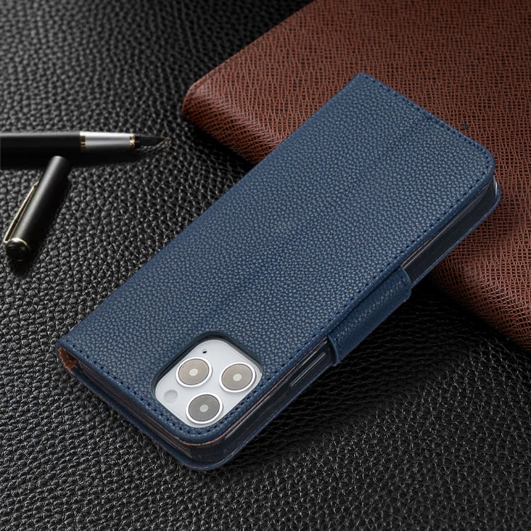 For iPhone 12 / 12 Pro Litchi Texture Pure Color Horizontal Flip Leather Case with Holder & Card Slots & Wallet & Lanyard