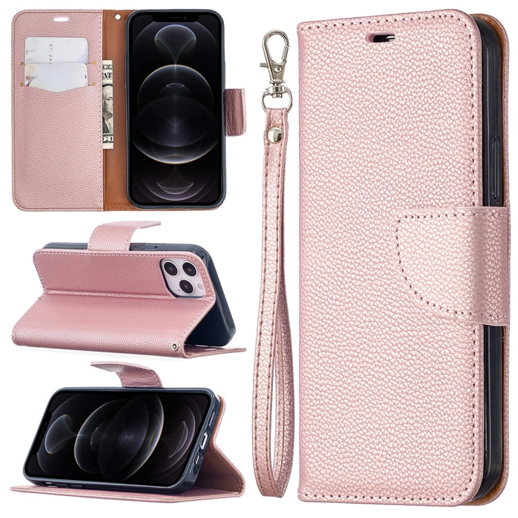 For iPhone 12 / 12 Pro Litchi Texture Pure Color Horizontal Flip Leather Case with Holder & Card Slots & Wallet & Lanyard