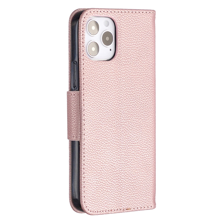 For iPhone 12 / 12 Pro Litchi Texture Pure Color Horizontal Flip Leather Case with Holder & Card Slots & Wallet & Lanyard