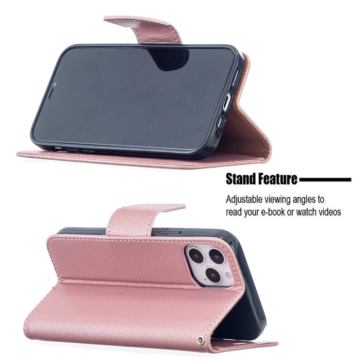 For iPhone 12 / 12 Pro Litchi Texture Pure Color Horizontal Flip Leather Case with Holder & Card Slots & Wallet & Lanyard