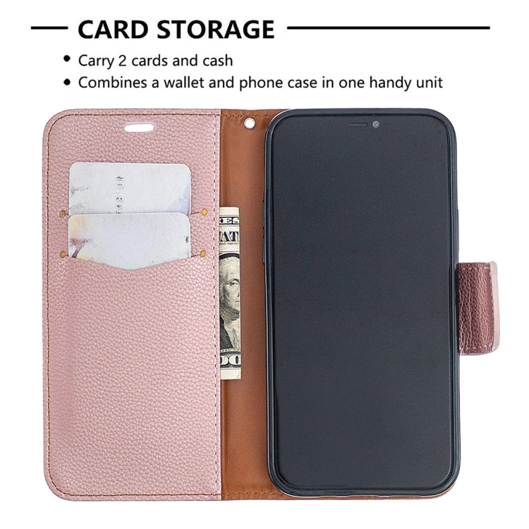 For iPhone 12 / 12 Pro Litchi Texture Pure Color Horizontal Flip Leather Case with Holder & Card Slots & Wallet & Lanyard