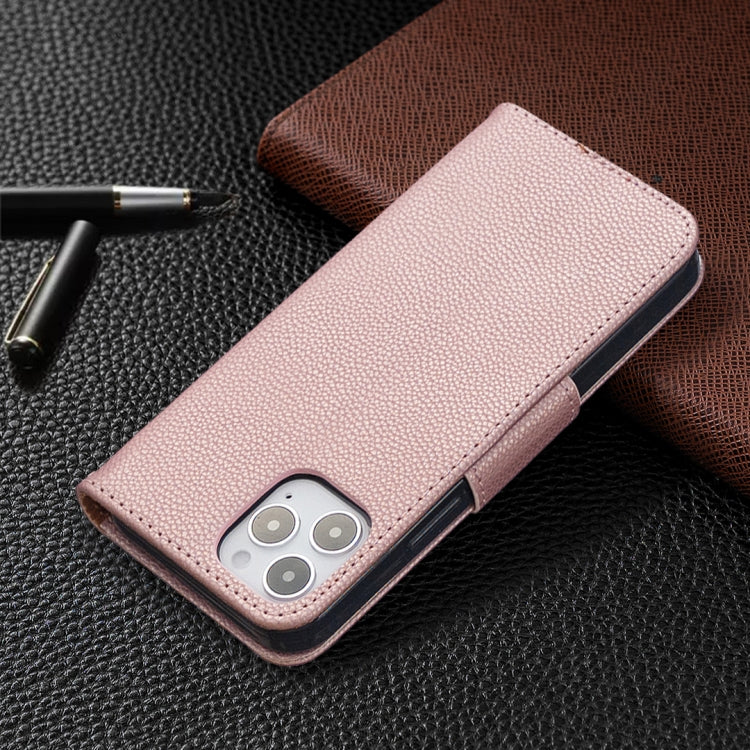 For iPhone 12 / 12 Pro Litchi Texture Pure Color Horizontal Flip Leather Case with Holder & Card Slots & Wallet & Lanyard