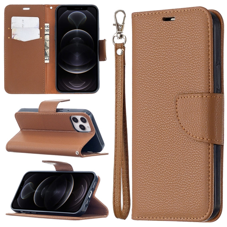 For iPhone 12 / 12 Pro Litchi Texture Pure Color Horizontal Flip Leather Case with Holder & Card Slots & Wallet & Lanyard