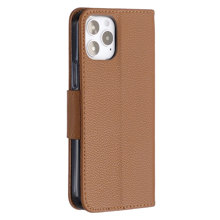 For iPhone 12 / 12 Pro Litchi Texture Pure Color Horizontal Flip Leather Case with Holder & Card Slots & Wallet & Lanyard