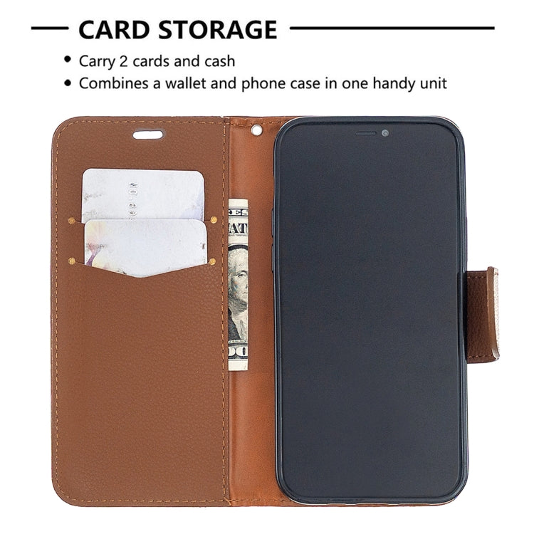 For iPhone 12 / 12 Pro Litchi Texture Pure Color Horizontal Flip Leather Case with Holder & Card Slots & Wallet & Lanyard