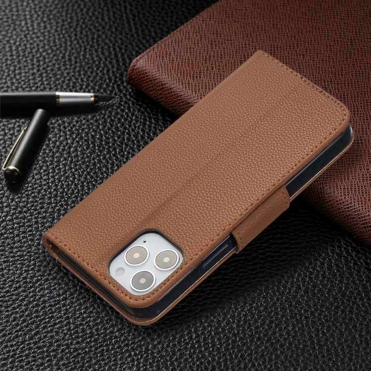 For iPhone 12 / 12 Pro Litchi Texture Pure Color Horizontal Flip Leather Case with Holder & Card Slots & Wallet & Lanyard