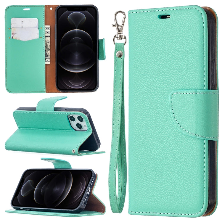 For iPhone 12 / 12 Pro Litchi Texture Pure Color Horizontal Flip Leather Case with Holder & Card Slots & Wallet & Lanyard